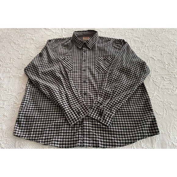 Wrangler Authentics Flannel Plaid Shirt LS Black / Gray 100% Cotton Mens 2XL NWT - Picture 2 of 11